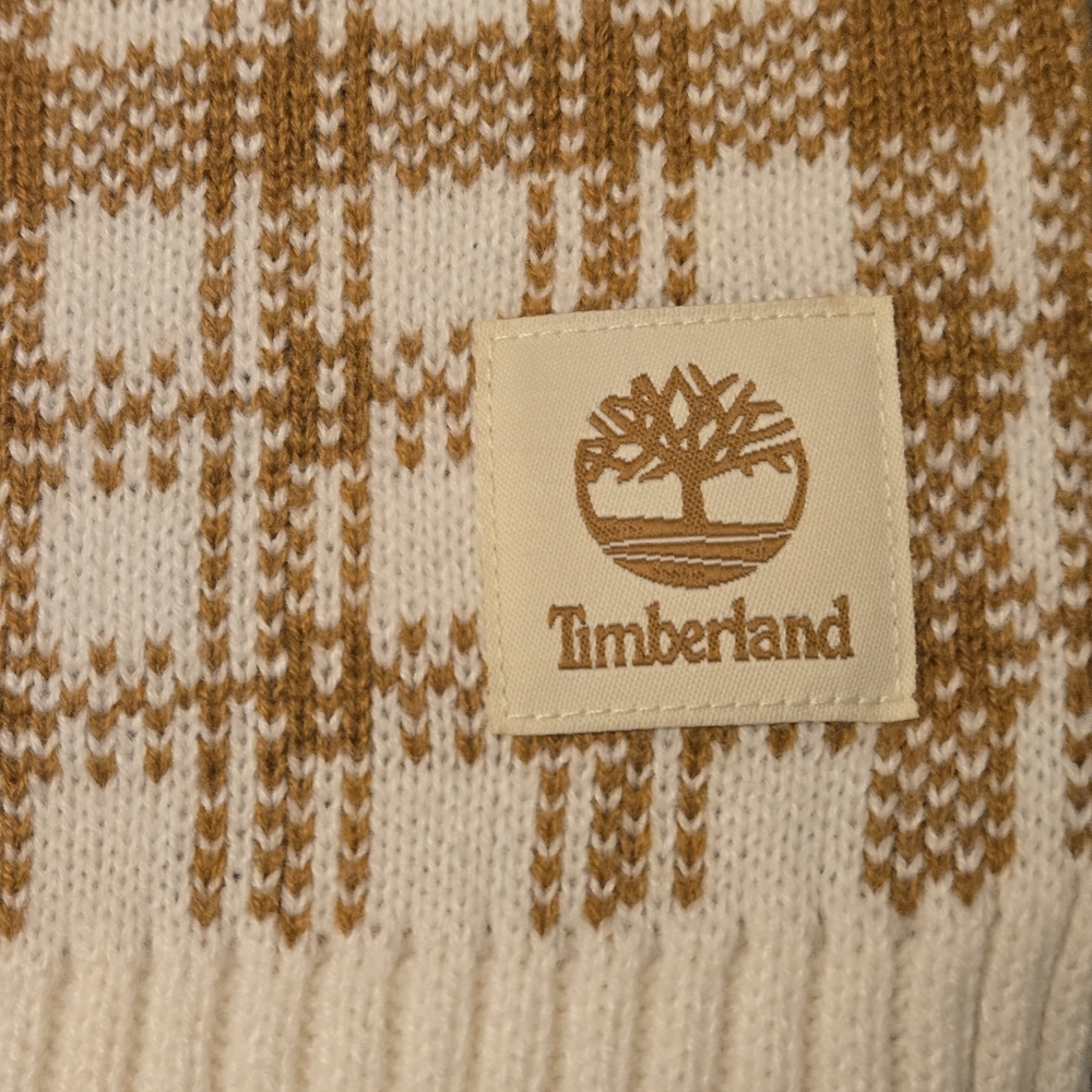 New‎ Timberland Scarf Buffalo Plaid Caramel And Cream Excellent Condition Soft